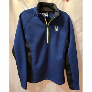Spyder Core Sweater Men's MEDIUM Blue 1/4 Zip Thermal Waffle Knit Pullover